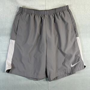 Nike Challenger Running Shorts Mens Large Gray Brief Lined Dri-Fit 9" Pockets